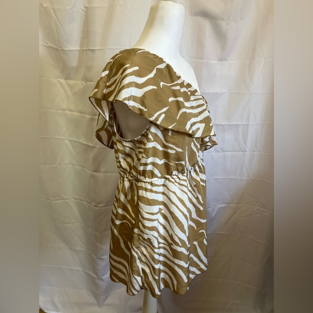 Madison Tan and White Zebra Print One Shoulder Top - Picture 7 of 10